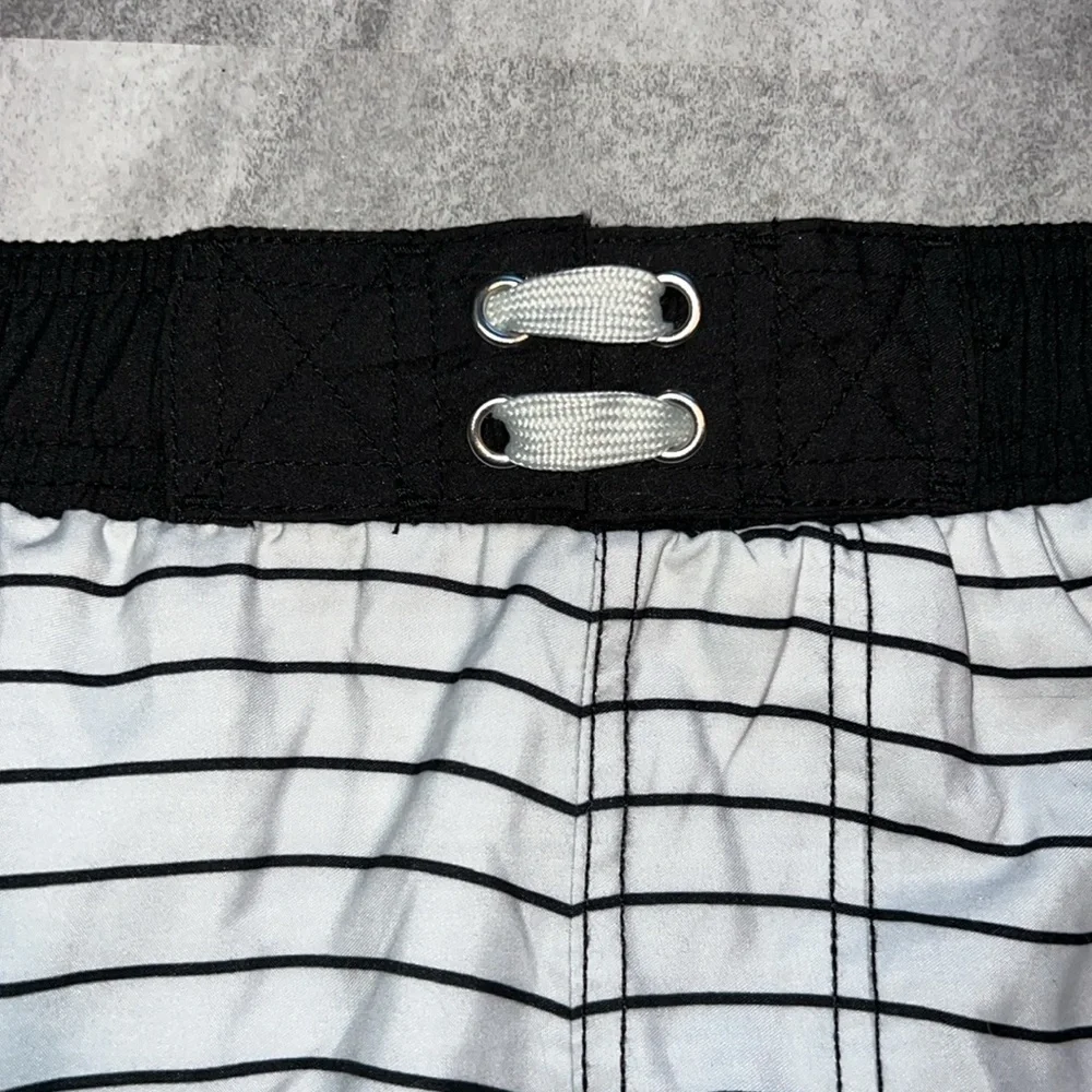 Grey & black striped Fortnite swim bottoms size XL kids swim trunks